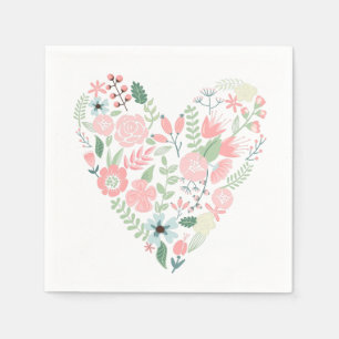 Serviette En Papier Délicat coeur floral