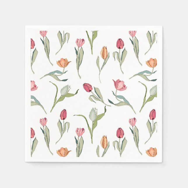 Serviette En Papier Délicat Fleurs Cutes Tulipes (Devant)
