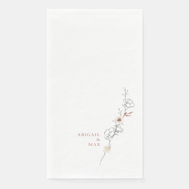 Serviette En Papier Délicat Floral Cinnamon Texte Mariage blanc (Devant)