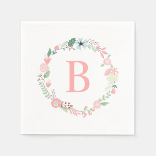 Serviette En Papier Délicate couronne florale monogramme