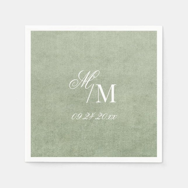 Serviette En Papier Delicate Elegant Minimal Sage Green Wedding (Devant)