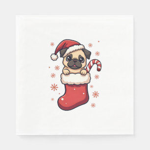 Serviette En Papier Délice de Pug Santa