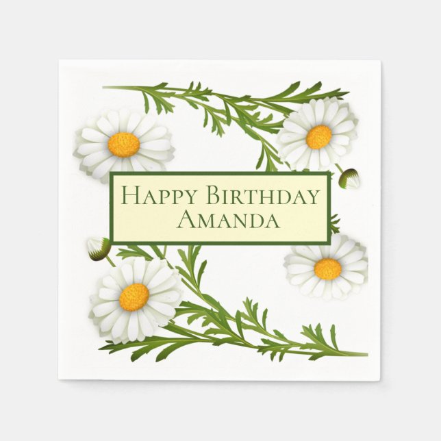 Serviette En Papier Délires de Marguerites Élégantes (Devant)