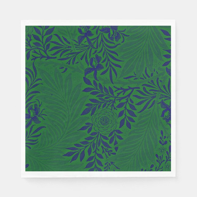 Serviette En Papier Delphinium en vert et bleu vifs (Devant)