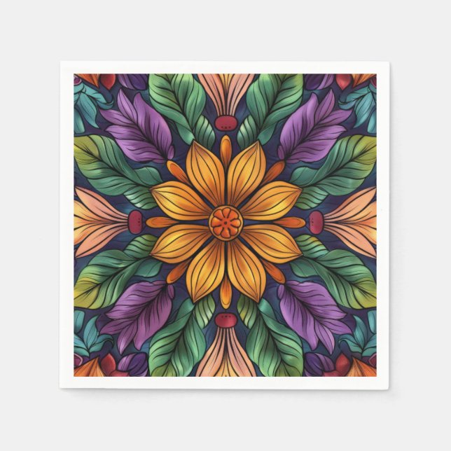 Serviette En Papier Démarrage radiant : Unique Imaginaire jaune et vio (Devant)