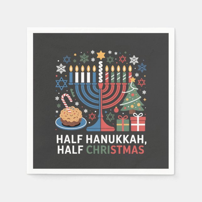 Serviette En Papier Demi-Noël mi-Hanoukka Christmukkah Funny (Devant)