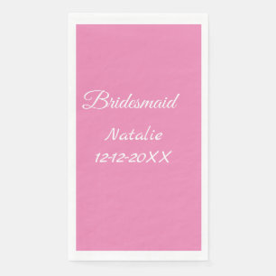 Serviette En Papier Demoiselle d'honneur rose minimaliste texte nom an