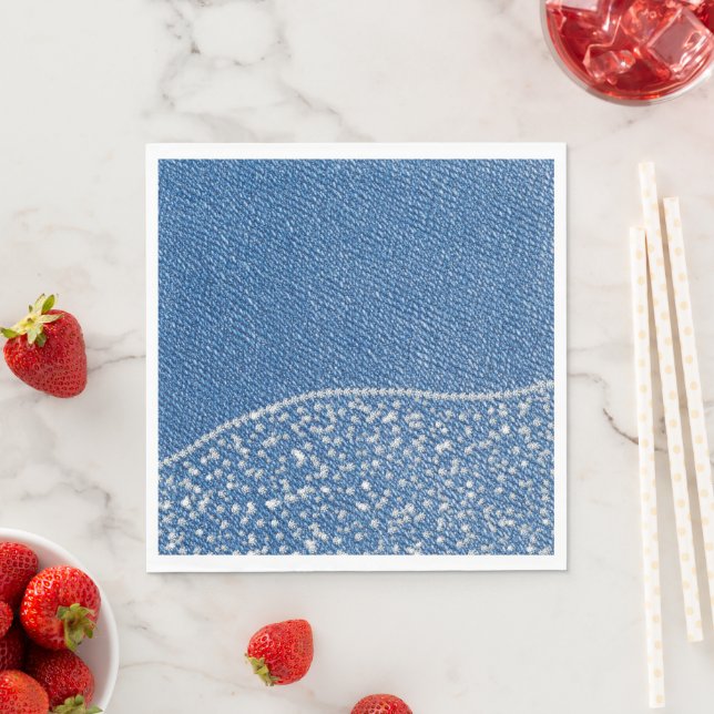 Serviette En Papier Denim Blue Jeans Diamant  (En situation)