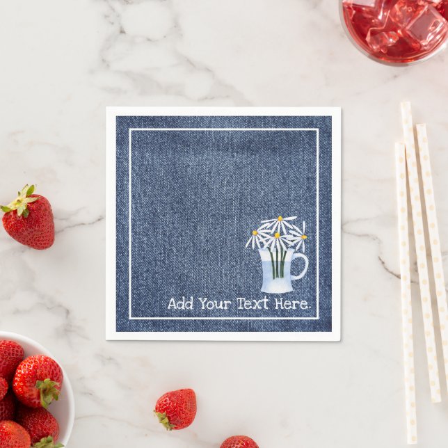 Serviette En Papier Denim Et Daisys (En situation)