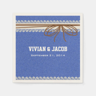 Serviette En Papier Denim et dentelle Mariage personnalisé Napkin