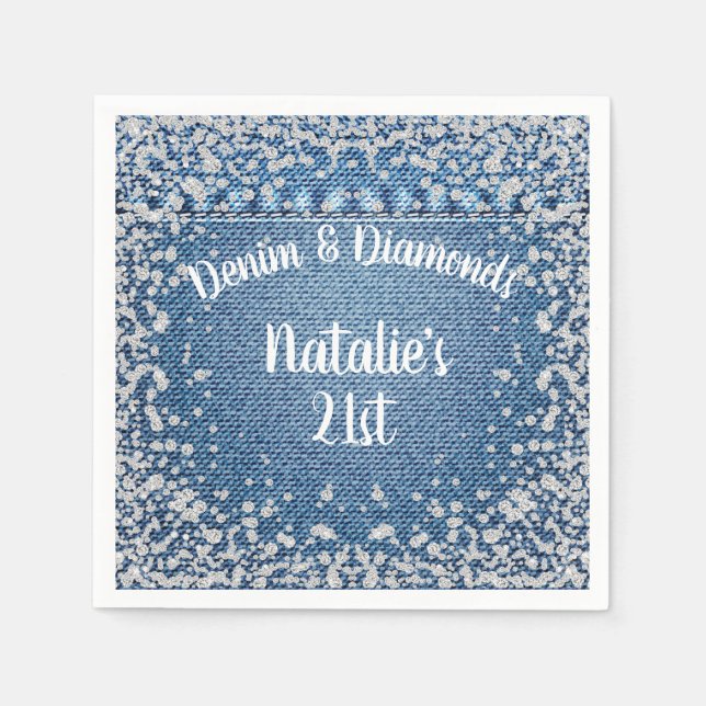 Serviette En Papier Denim et Diamonds Napkins, Denim & Diamonds Party (Devant)