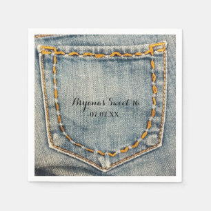 Serviette En Papier Denim Jean Poche Poche Anniversaire
