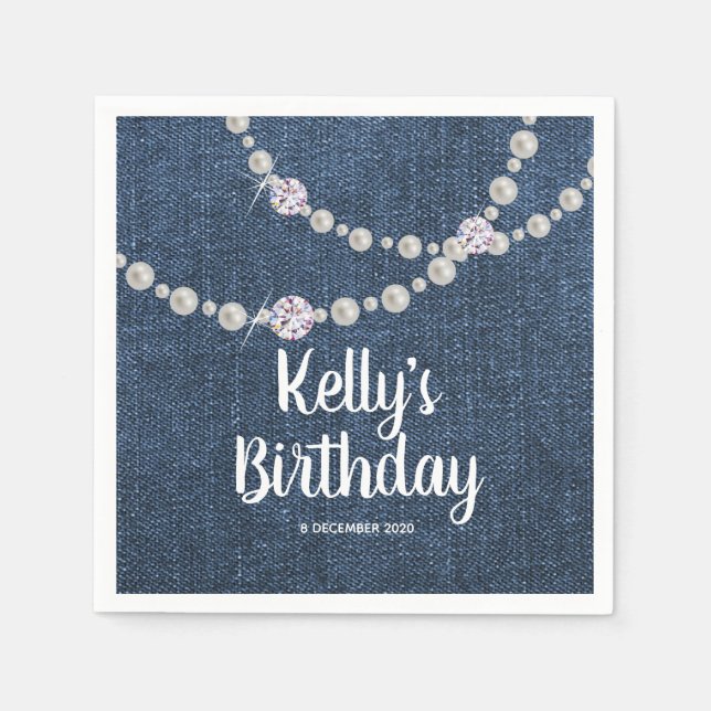 Serviette En Papier Denim, jeans Cocktail Papier à Cocktails Napkins (Devant)