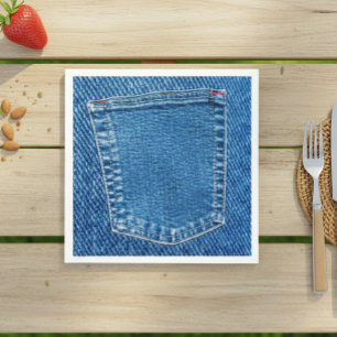 Serviette En Papier Denim Jeans Pocket Western Country Wedding Party