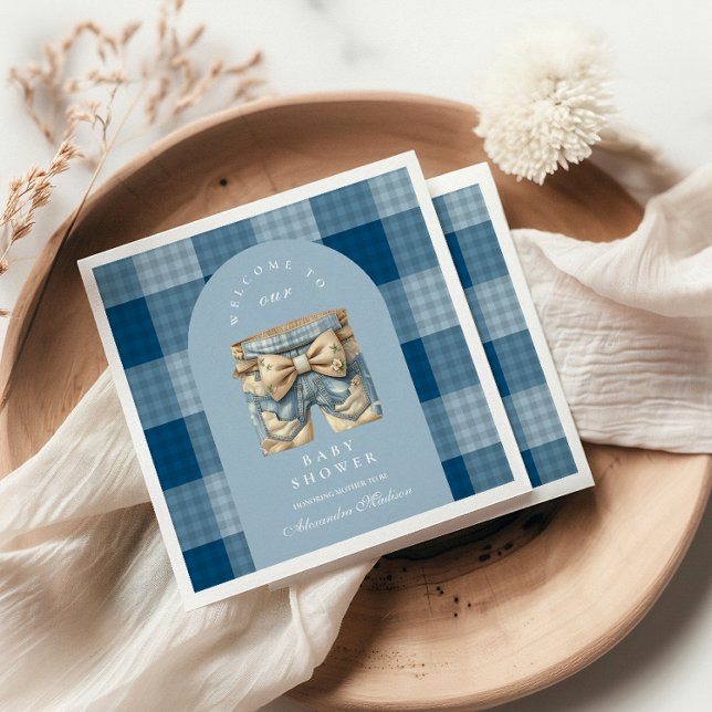 Serviette En Papier Denim Teddy Bear Baby shower (Créateur téléchargé)