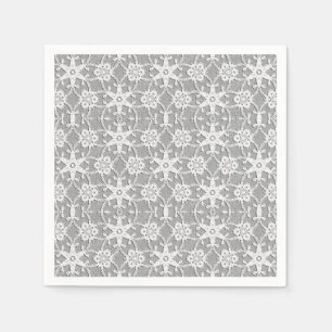 Serviette En Papier Dentelle antique - gris blanc et argent