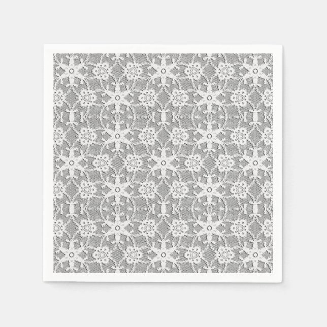 Serviette En Papier Dentelle antique - gris blanc et argent (Devant)
