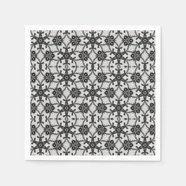 Serviette En Papier Dentelle antique - noir et blanc (Devant)