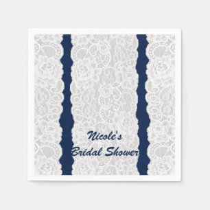 Serviette En Papier Dentelle Bleue et Blanche Élégante et Lumineuse po