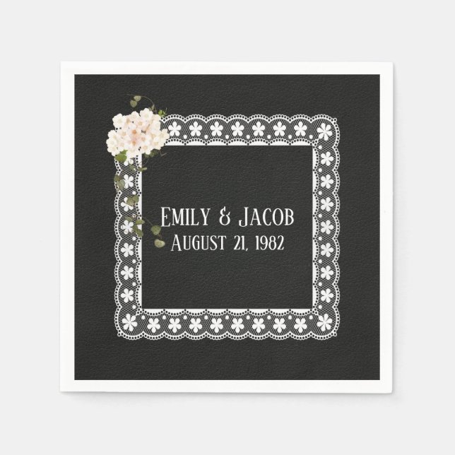 Serviette En Papier Dentelle carré En Cuir Noir (Devant)