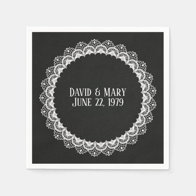 Serviette En Papier Dentelle Cercle En Cuir Noir (Devant)