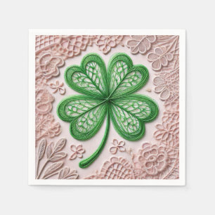 Serviette En Papier Dentelle de coquette florale shamrock Saint Patric