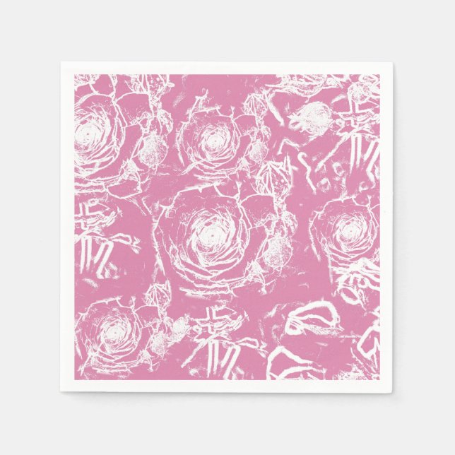 Serviette En Papier Dentelle d'illusion de rose blanche (Devant)