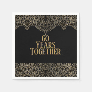 Serviette En Papier Dentelle d'or du 60e anniversaire sur des serviett