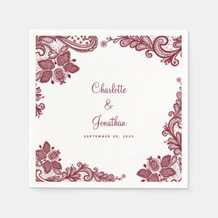 Serviette En Papier Dentelle élégante Mariage Fiançailles Mariée & Mar