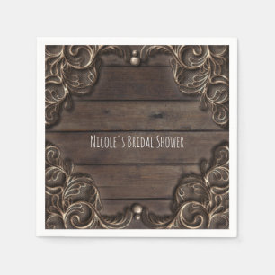 Serviette En Papier Dentelle et bois foncé Rustique Vintage Western Ma