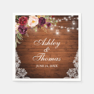 Serviette En Papier Dentelle florale Rustique Mariage