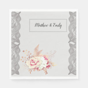 Serviette En Papier Dentelle florale vintage rose pâle