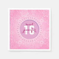 Dentelle Monogramme Rose & Blanc Fleurs Et Papillo