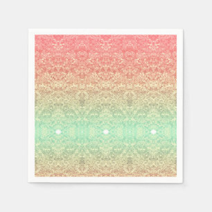 Serviette En Papier Dentelle motif dégradé rose or vert