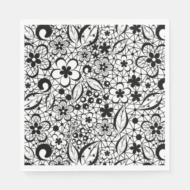 Serviette En Papier Dentelle noire (Devant)