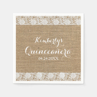 Serviette En Papier Dentelle romantique et burlap Quinceañera Papier N