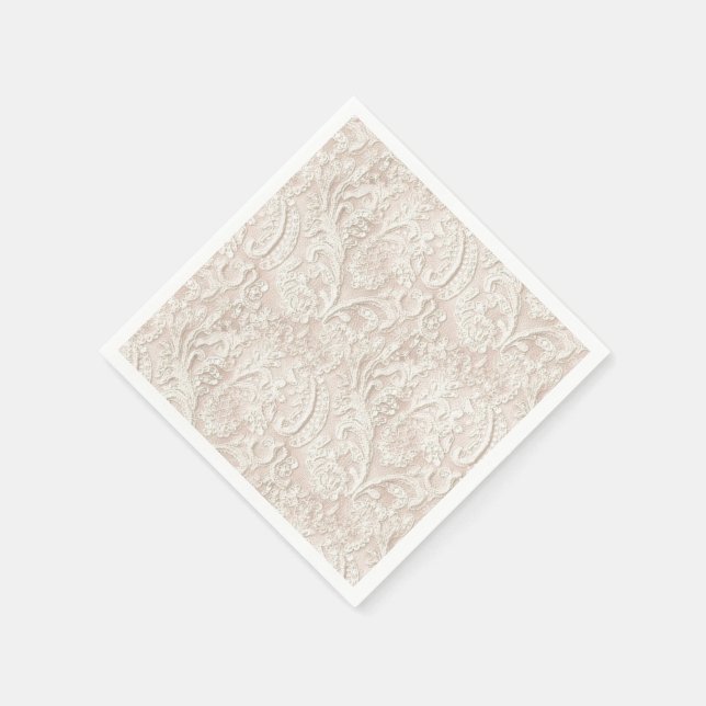 Serviette En Papier Dentelle rose pâle vintage (Coin)