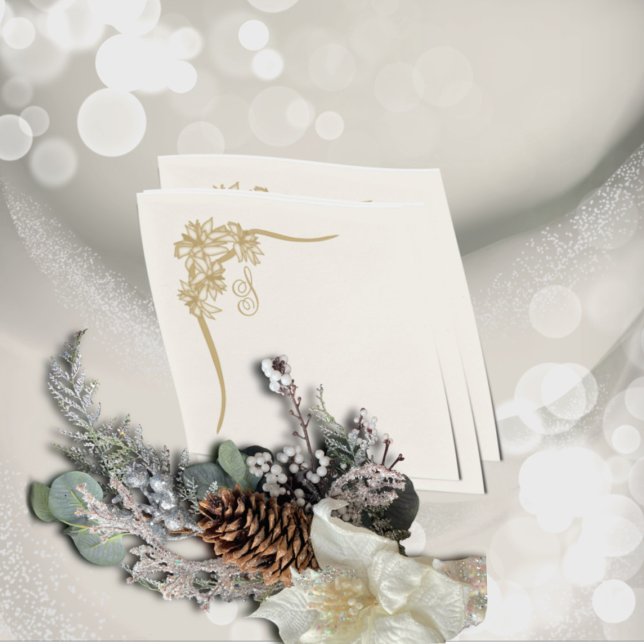 Serviette En Papier Dentelle Sheer Poinsettia Monogramée (Créateur téléchargé)