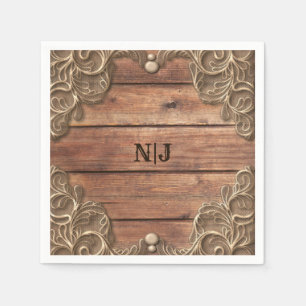 Serviette En Papier Dentelle Wood Rustique Vintage Occident élégant Ma