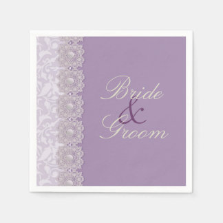 Serviette En Papier Dentelles et perles Lavande de mariage personnalis