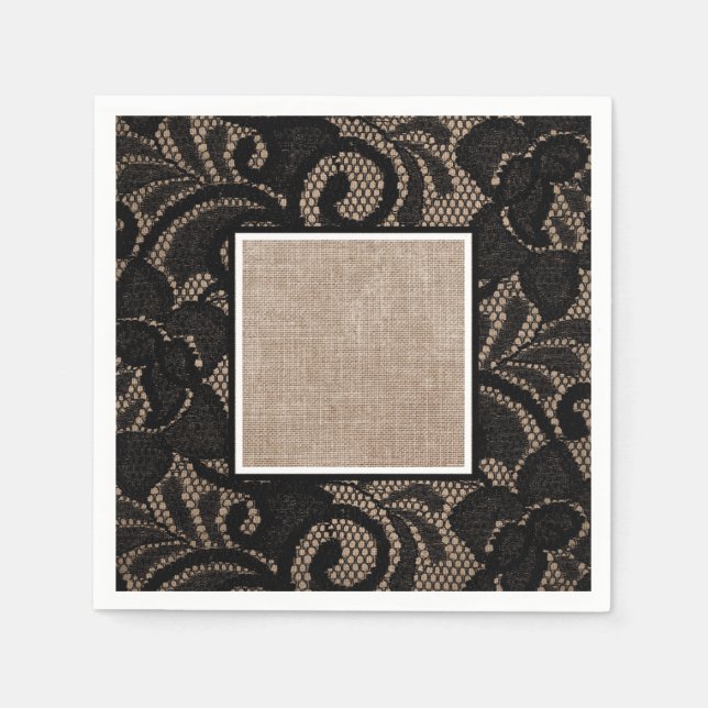 Serviette En Papier Dentelles et serviettes en lin Burlap (Devant)