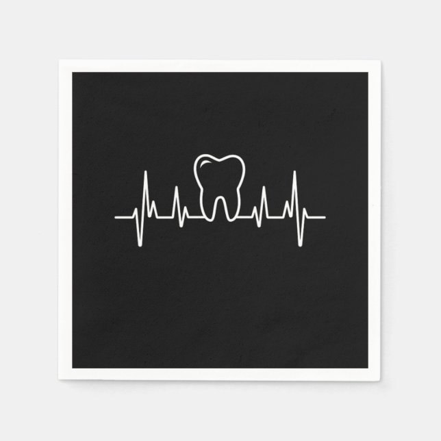 Serviette En Papier Dentist Heartbeat dents Docteur Detistry Cadeau (Devant)