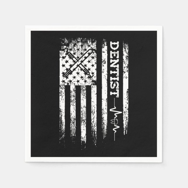 Serviette En Papier Dentiste USA Drapeau américain Dentistesse Dentist (Devant)