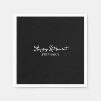 Serviette En Papier Départ à la retraite élégant en noir et blanc