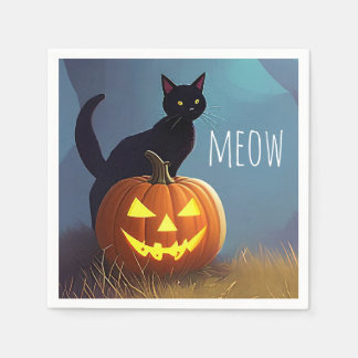 Serviette En Papier Déplaisant Cute, Chat Noir Halloween, Anniversaire