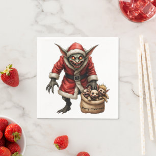 Serviette En Papier Déplaisant Noël Goblin - Imaginaire sombre Evil Pè