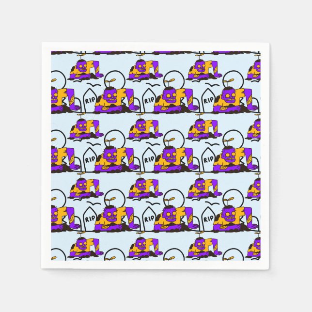 Serviette En Papier Déplaisant Zombies Éffrayant Halloween (Devant)