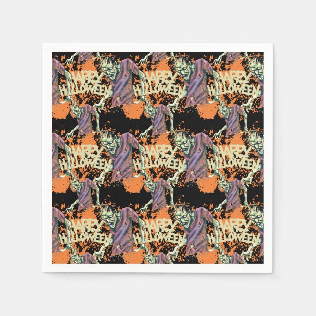 Serviette En Papier Déplaisant Zombies Éffrayant Halloween (Devant)