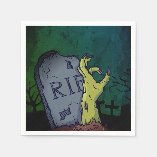 Serviette En Papier Déplaisante Fête d'Halloween Zombie Grave Mains (Devant)