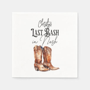 Serviette En Papier Dernier Bash à Nash Cowgirl Bottes Nashville